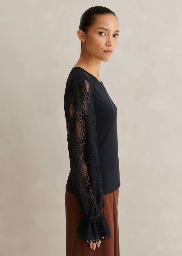 antique_lace_sleeve_layering_top_2.webp ME+EM Antique Lace Sleeve Layering Top | Women Layering Tops