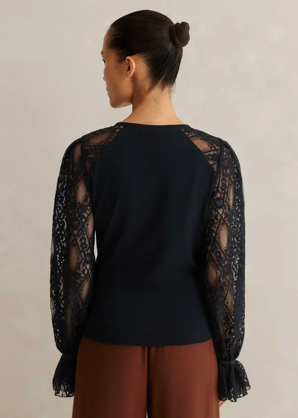 antique_lace_sleeve_layering_top_3.webp ME+EM Antique Lace Sleeve Layering Top | Women Layering Tops
