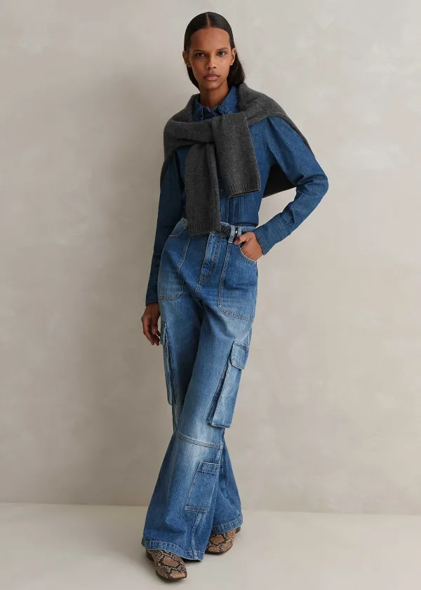 ME+EM Baggy Cargo Denim Trouser | Women Cargo Trousers