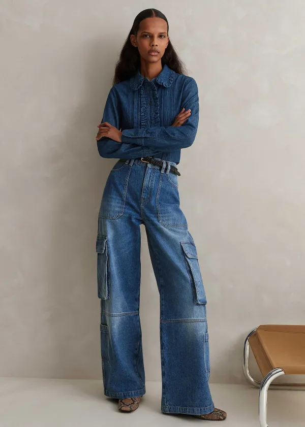 ME+EM Baggy Cargo Denim Trouser | Women Cargo Trousers