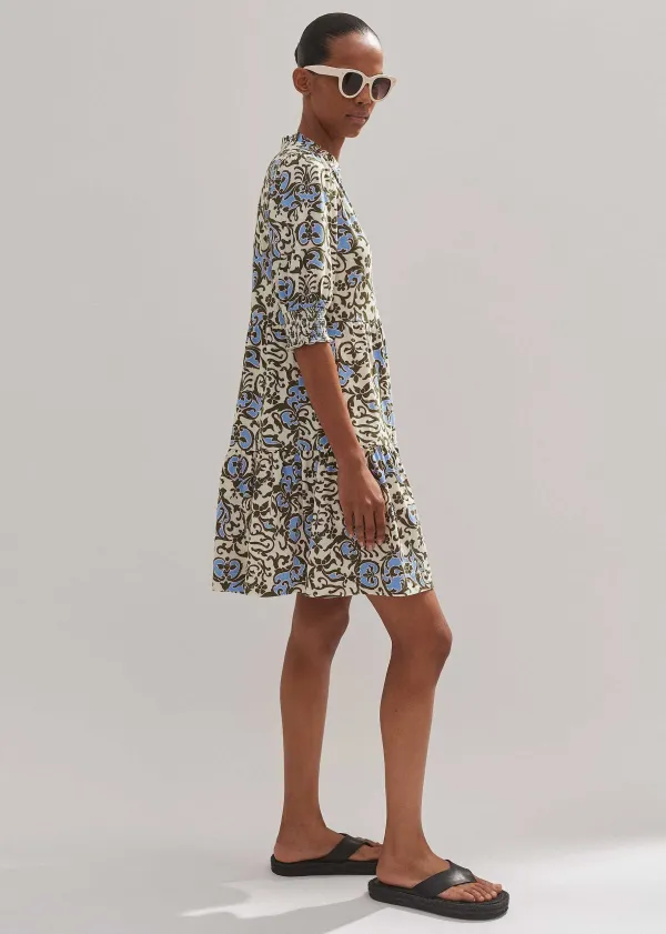 ME+EM Batik Floral Print Short Slub Dress | Women Short Dresses