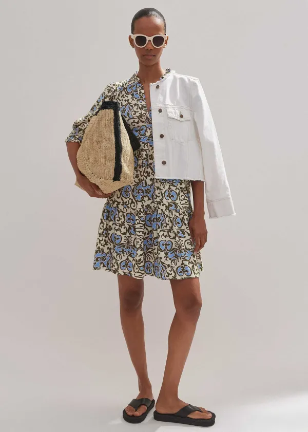 batik_floral_print_short_slub_dress_2.webp ME+EM Batik Floral Print Short Slub Dress | Women Short Dresses