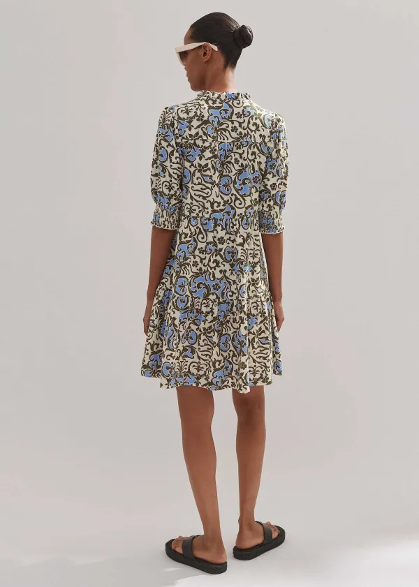 batik_floral_print_short_slub_dress_3.webp ME+EM Batik Floral Print Short Slub Dress | Women Short Dresses