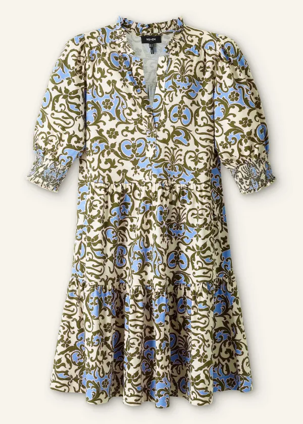 batik_floral_print_short_slub_dress_4.webp ME+EM Batik Floral Print Short Slub Dress | Women Short Dresses