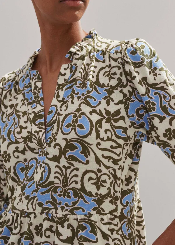 batik_floral_print_short_slub_dress_5.webp ME+EM Batik Floral Print Short Slub Dress | Women Short Dresses