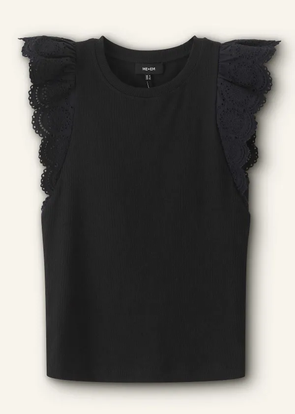 ME+EM Broderie Trim Tank Top | Women T-Shirts