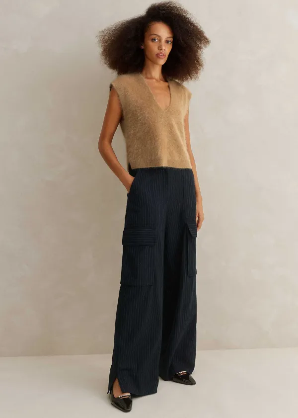 ME+EM Brushed Cashmere V Neck Cropped Vest | Women Vests