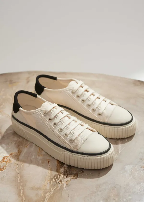 ME+EM Canvas Lace Up Trainer | Women Flat Shoes