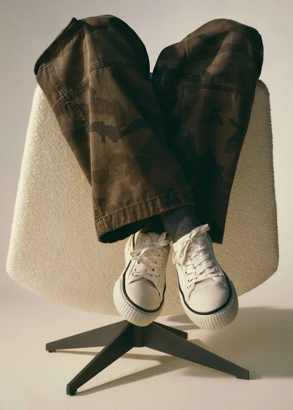 ME+EM Canvas Lace Up Trainer | Women Flat Shoes