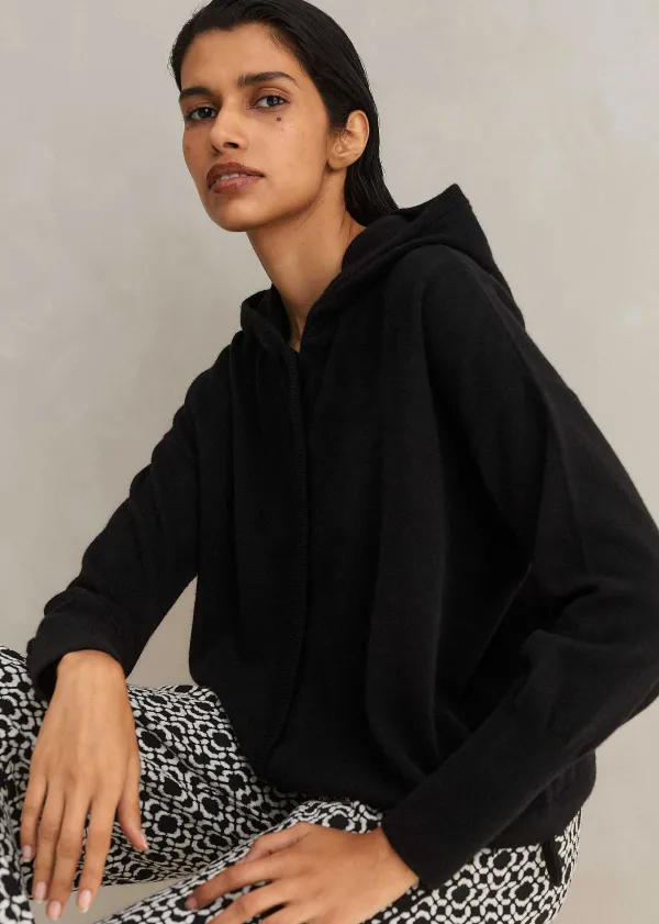 ME+EM Cashmere Drop Shoulder Box Crop Hoody | Women Cashmere