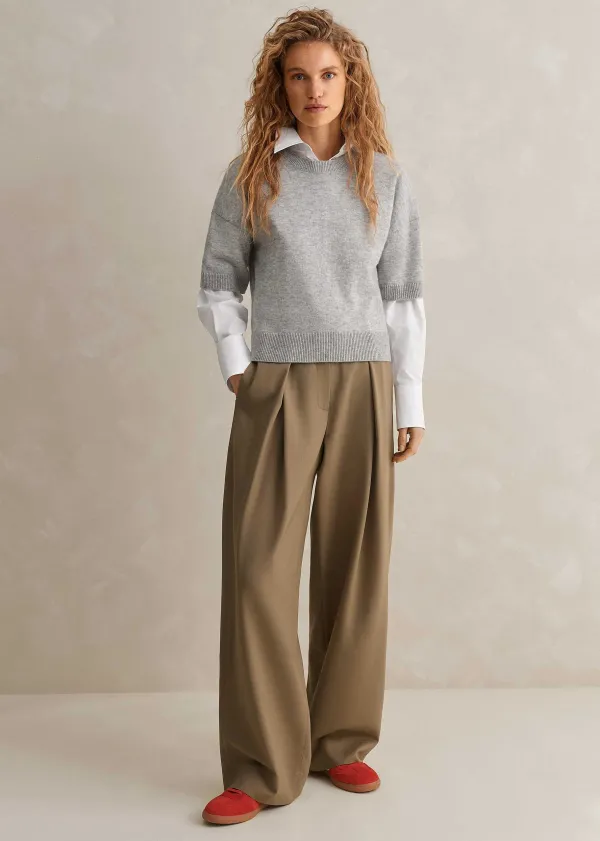 ME+EM Cashmere Relaxed Crop Tee | Women Layering Tops