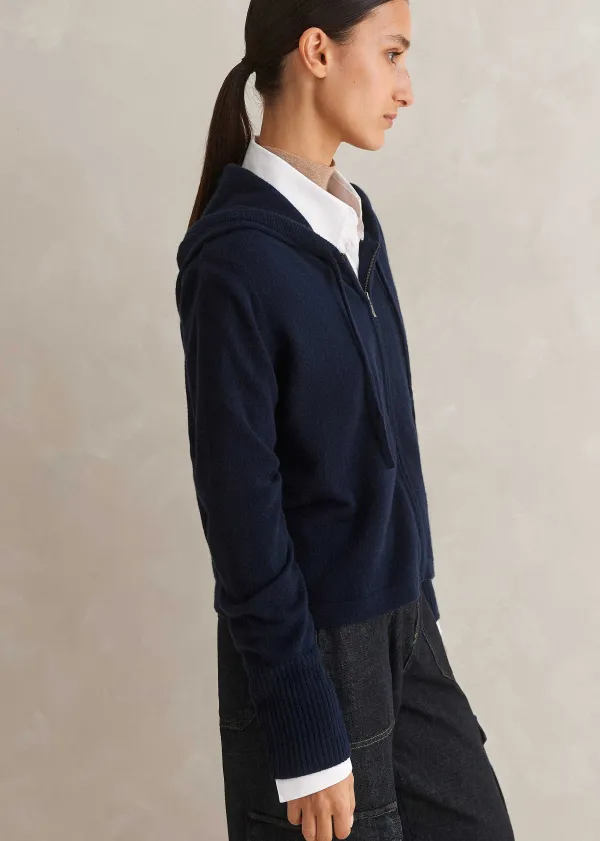 ME+EM Cashmere Relaxed Fit Box Zip Hoody | Women Cashmere