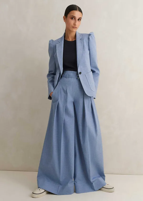 ME+EM Chambray Tailoring Fitted Blazer | Women Blazers