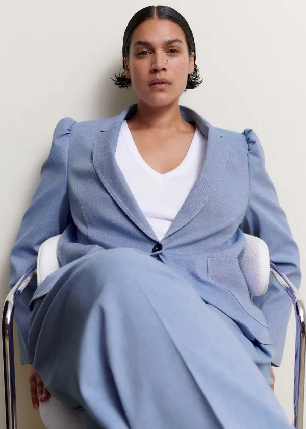 ME+EM Chambray Tailoring Fitted Blazer | Women Blazers