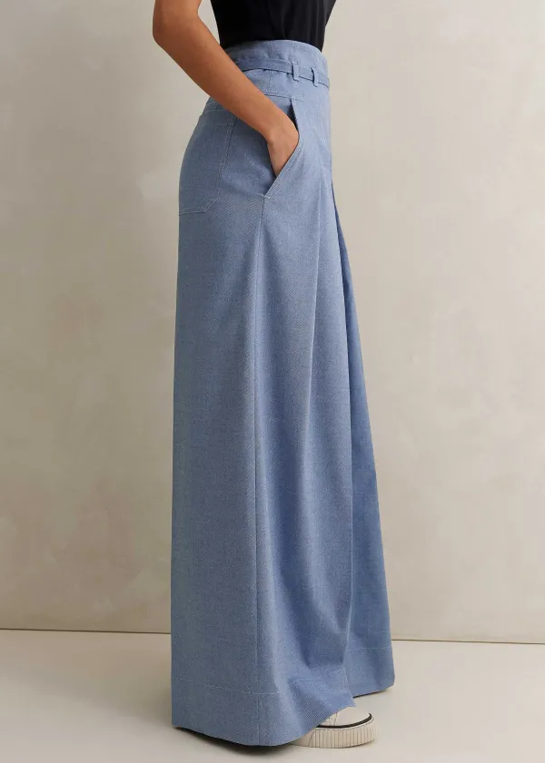 ME+EM Chambray Tailoring Super Wide-Leg Trouser | Women Wide-Leg Trousers