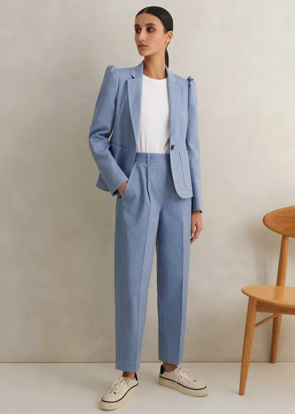 ME+EM Chambray Tailoring Tapered Trouser Suit | Women Suits And Co-Ords