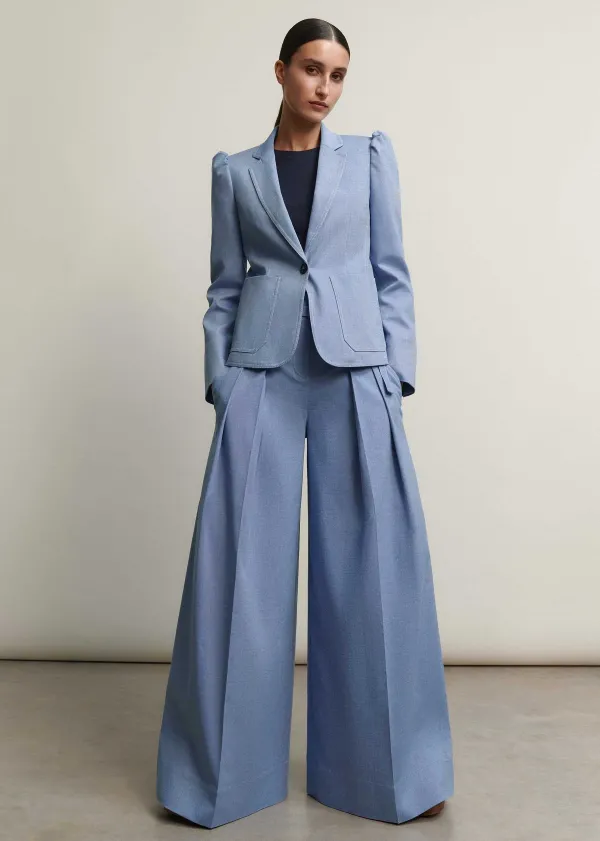 ME+EM Chambray Tailoring Wide-Leg Trouser Suit | Women Suits And Co-Ords