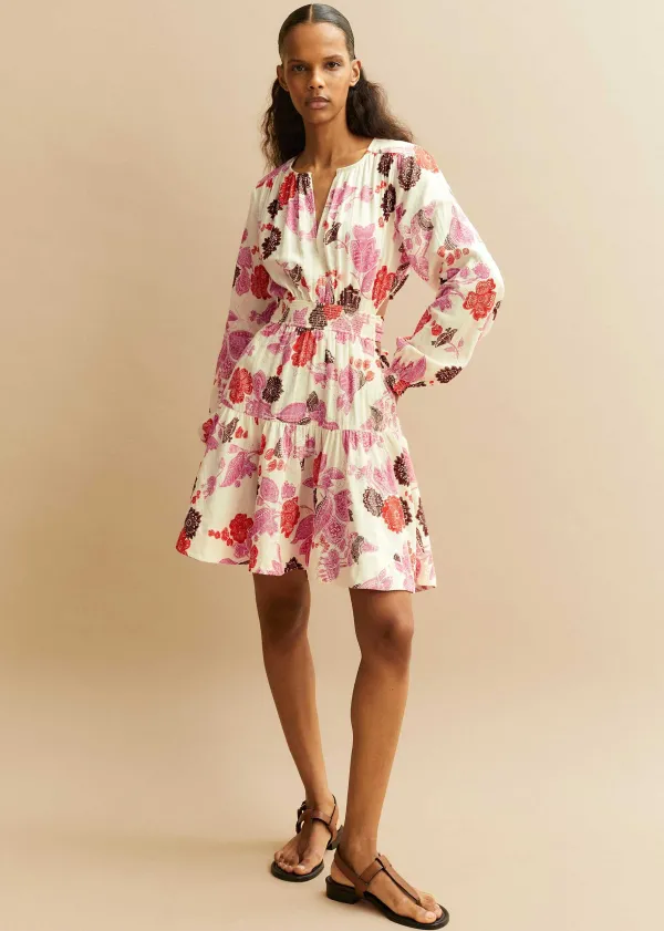 cheesecloth_bali_print_fit_and_flare_dress_4.webp ME+EM Cheesecloth Bali Print Fit And Flare Dress | Women Short Dresses