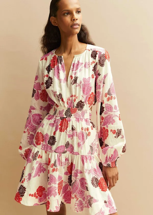 cheesecloth_bali_print_fit_and_flare_dress_5.webp ME+EM Cheesecloth Bali Print Fit And Flare Dress | Women Short Dresses