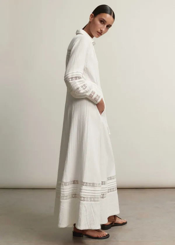 ME+EM Cheesecloth Drawstring Maxi Dress | Women Maxi Dresses