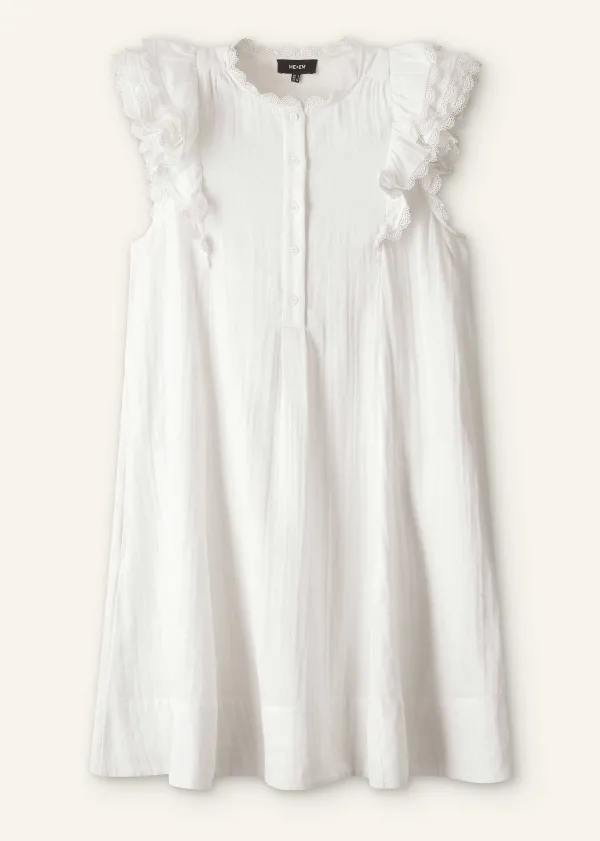 ME+EM Cheesecloth Frill Short Swing Dress + Belt | Women Short Dresses