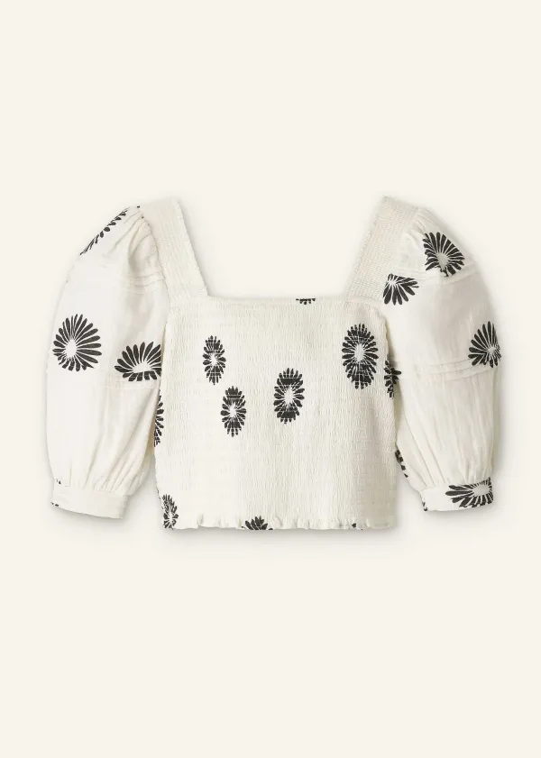 ME+EM Cheesecloth Modern Daisy Print Blouse | Women Blouses