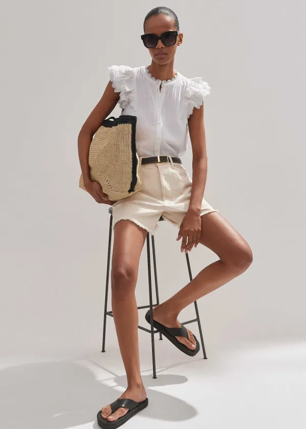 ME+EM Cheesecloth Ruffle Sleeveless Blouse | Women Blouses