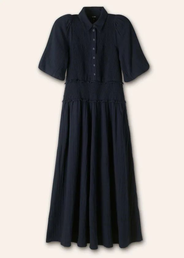 cheesecloth_shirred_maxi_shirt_dress_2-1.webp ME+EM Cheesecloth Shirred Maxi Shirt Dress | Women Maxi Dresses