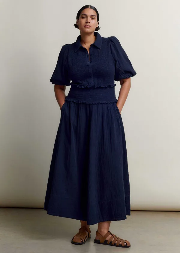 cheesecloth_shirred_maxi_shirt_dress_3-1.webp ME+EM Cheesecloth Shirred Maxi Shirt Dress | Women Maxi Dresses