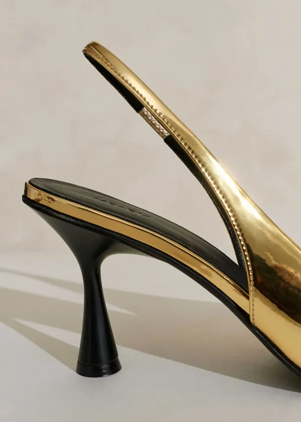 ME+EM Chisel Toe Metallic Slingback | Women Heels