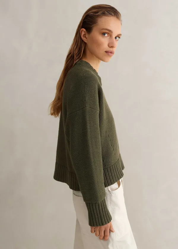 ME+EM Chunky Cotton Curved Hem Jumper | Women Jumpers