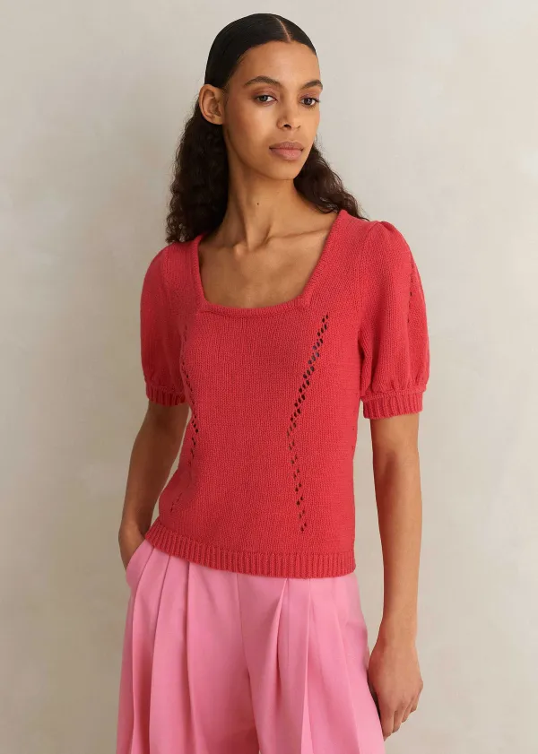ME+EM Chunky Cotton Fashioned Square Neck Tee | Women Loungewear