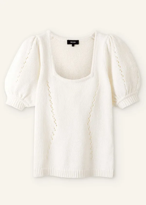 ME+EM Chunky Cotton Fashioned Square Neck Tee | Women Loungewear