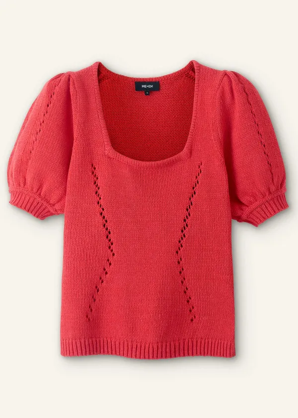 ME+EM Chunky Cotton Fashioned Square Neck Tee | Women Loungewear