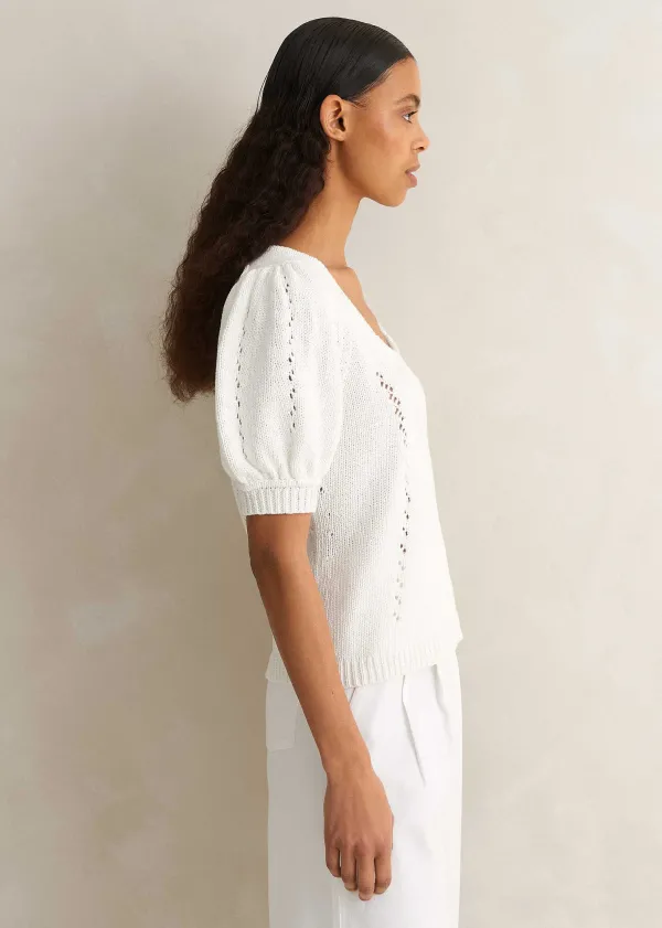 ME+EM Chunky Cotton Fashioned Square Neck Tee | Women Loungewear