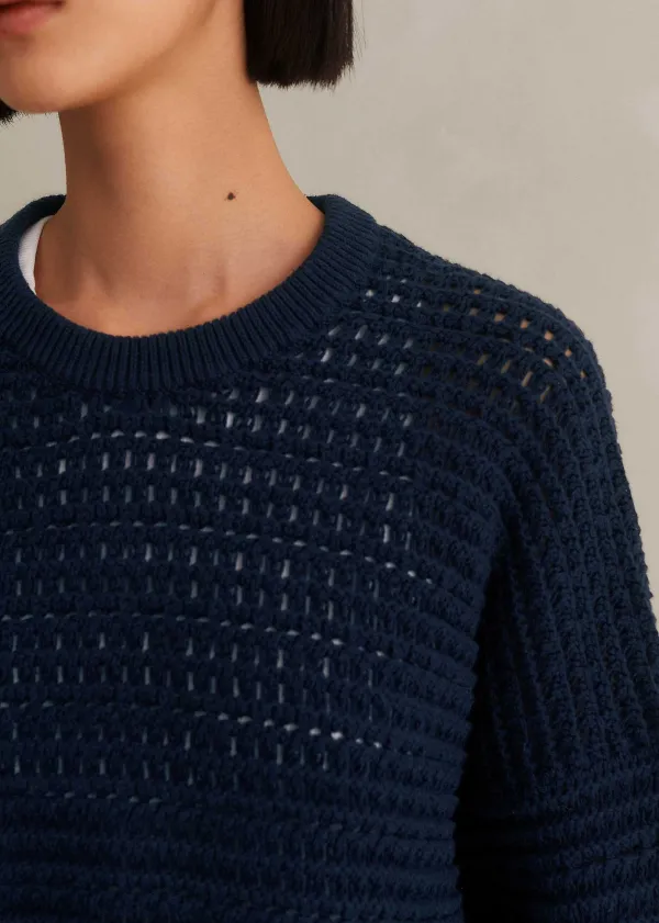 ME+EM Chunky Cotton Open Stitch Box Jumper | Women Jumpers