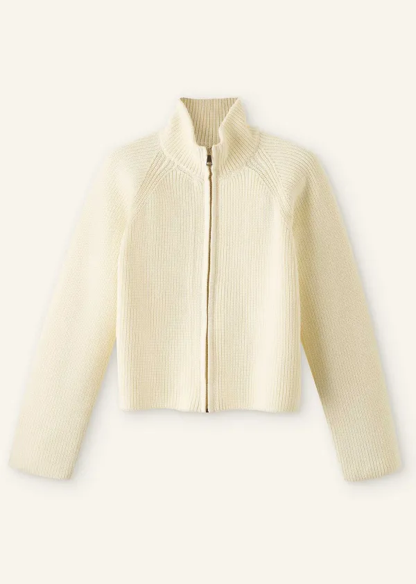 ME+EM Chunky Cotton Rib Zip Through Cardigan | Women Cardigans