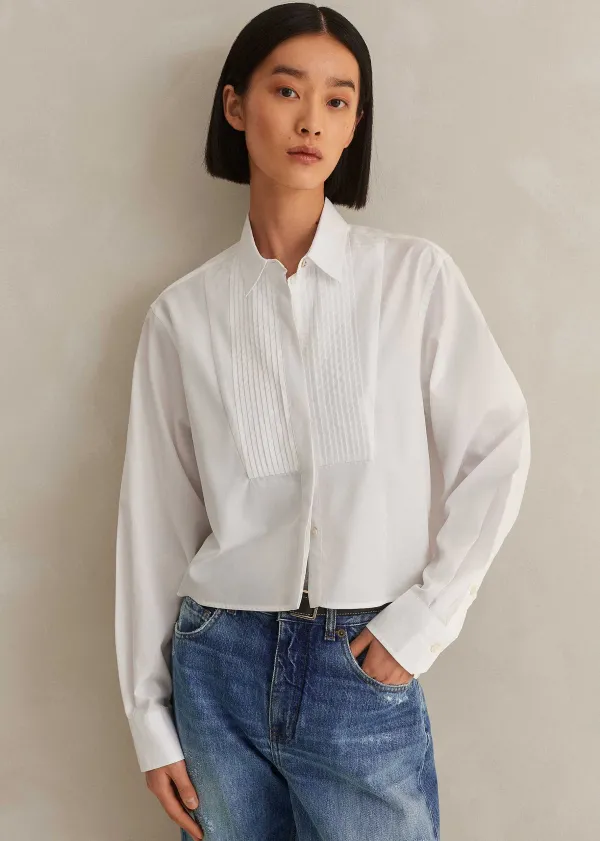 ME+EM Cotton Bib Detail Crop Shirt | Women Shirts