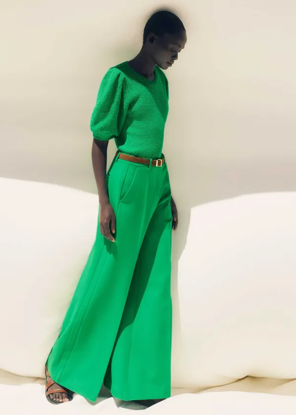 ME+EM Cotton Boucl Pouf Sleeve Knit Tee | Women Loungewear