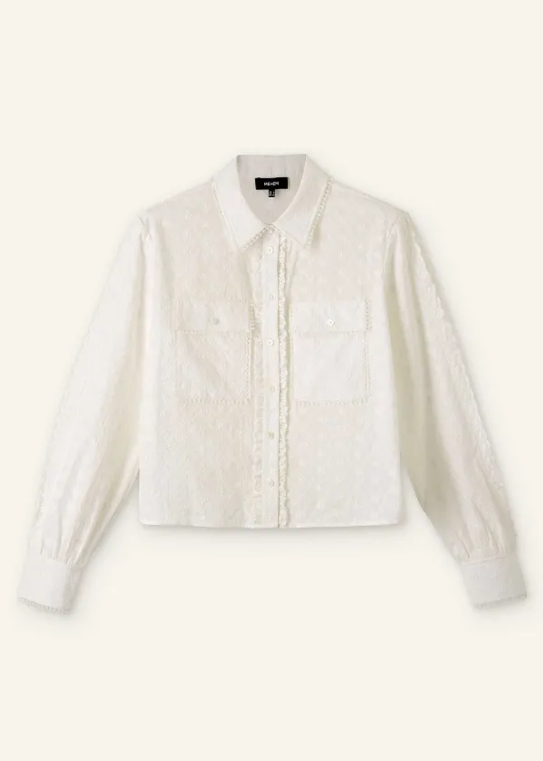 ME+EM Cotton Broderie Cropped Jacket Blouse | Women Blouses