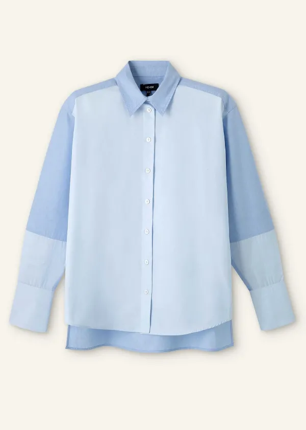 ME+EM Cotton Colour Block Oversized Shirt | Women Shirts