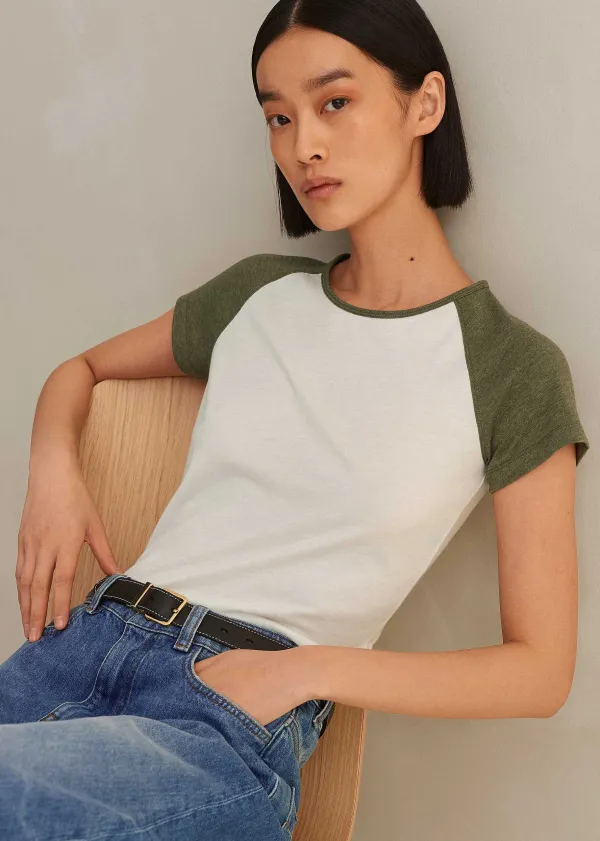 cotton_contrast_baseball_tee_5.webp ME+EM Cotton Contrast Baseball Tee | Women T-Shirts