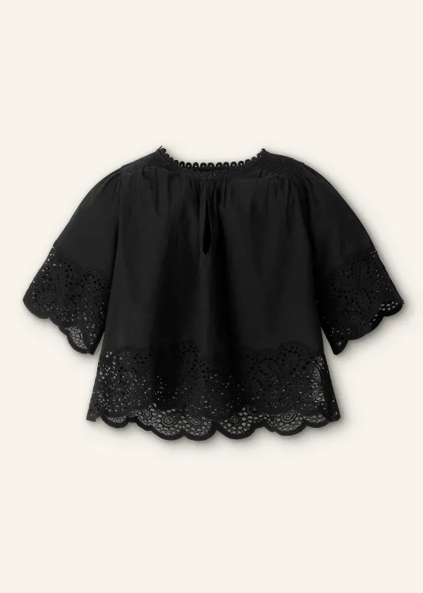 ME+EM Cotton Lace Flower Broderie Blouse | Women Blouses