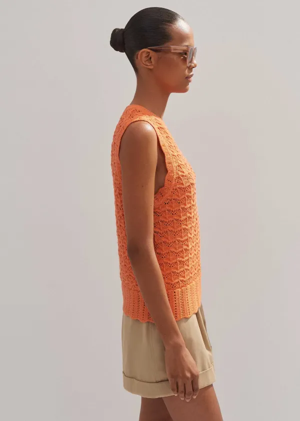 ME+EM Cotton Lace Stitch Knit Vest | Women Vests