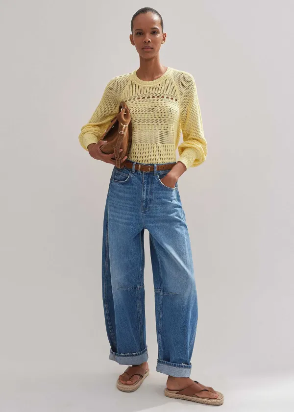 ME+EM Cotton Lace Stitch Raglan Sleeve Jumper | Women Jumpers