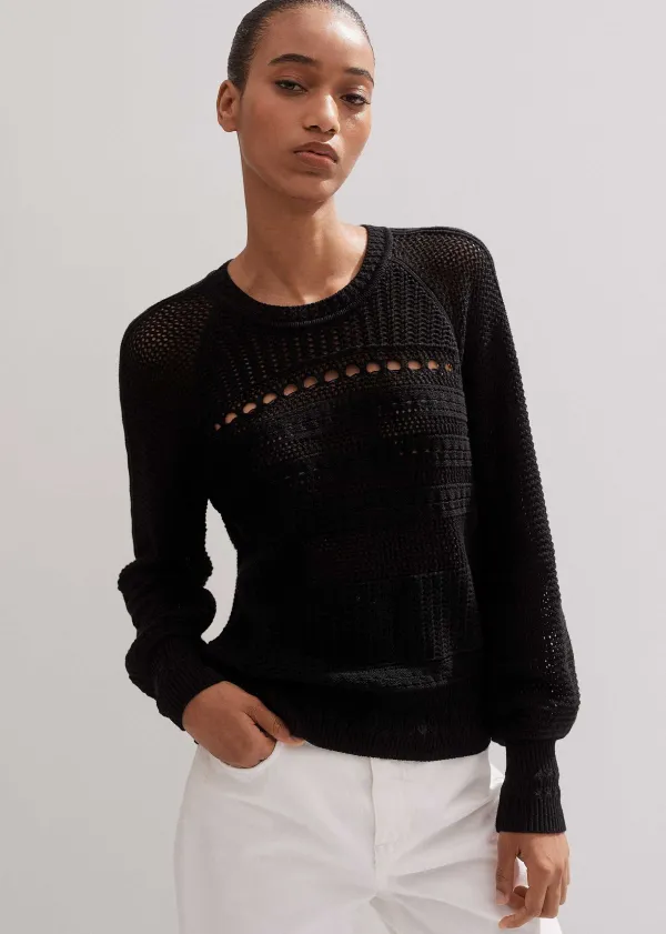 cotton_lace_stitch_raglan_sleeve_jumper_2.webp ME+EM Cotton Lace Stitch Raglan Sleeve Jumper | Women Jumpers