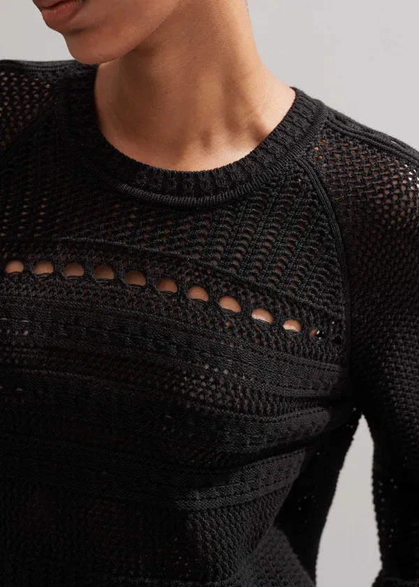 cotton_lace_stitch_raglan_sleeve_jumper_6.webp ME+EM Cotton Lace Stitch Raglan Sleeve Jumper | Women Jumpers