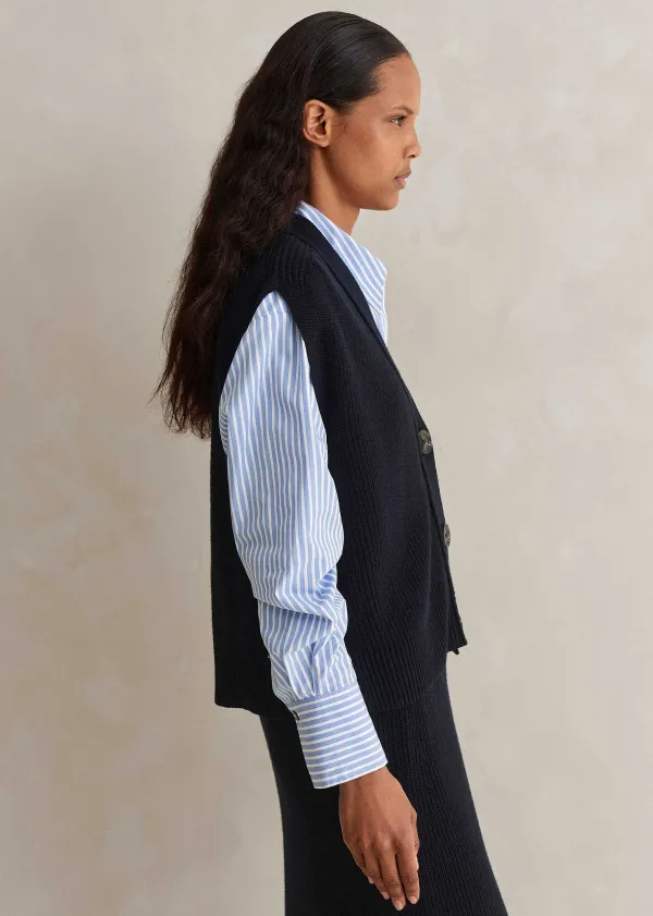 cotton_merino_rib_relaxed_buttoned_vest_3.webp ME+EM Cotton Merino Rib Relaxed Buttoned Vest | Women Vests