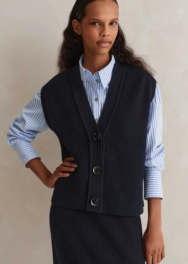cotton_merino_rib_relaxed_buttoned_vest_4.webp ME+EM Cotton Merino Rib Relaxed Buttoned Vest | Women Vests