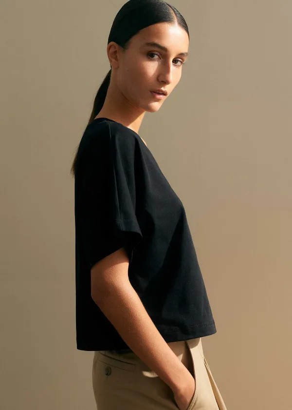 ME+EM Cotton Oversized Crop Tee | Women T-Shirts